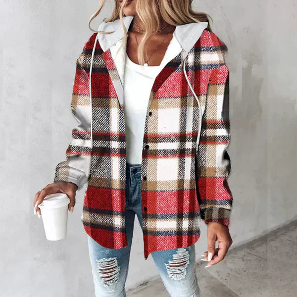 FARIE - CHECKERED LONG HOODED JACKET