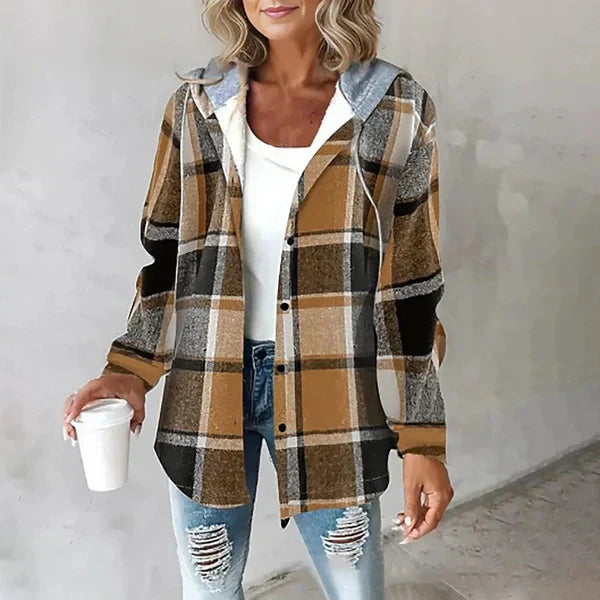 FARIE - CHECKERED LONG HOODED JACKET