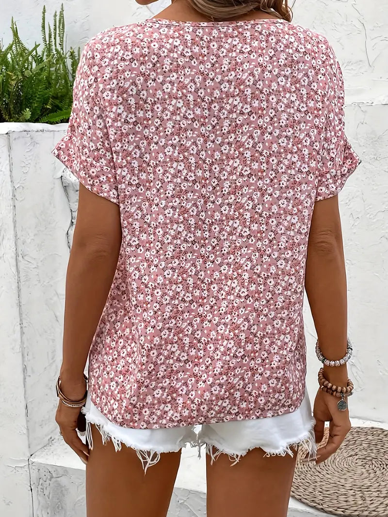 Eva | Floral Print Notched Collar Blouse