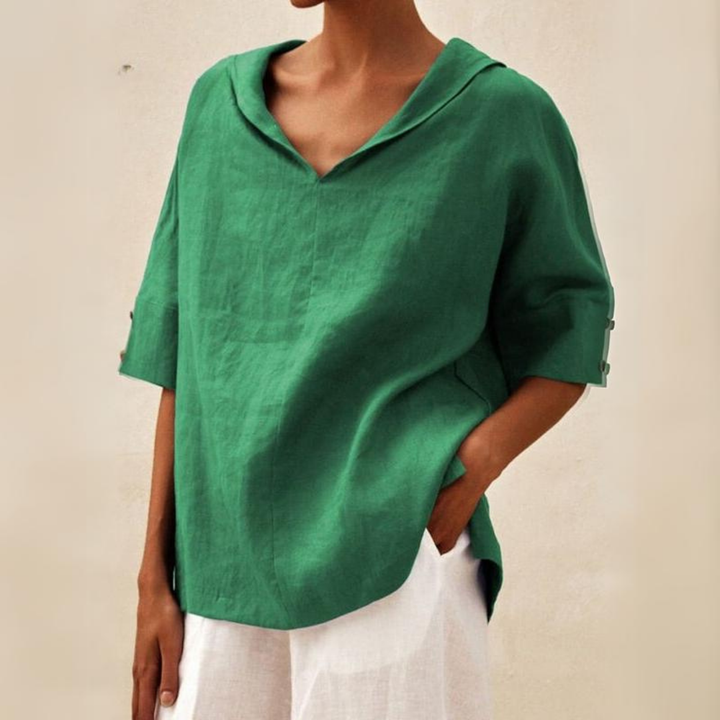 Jasmine™ - Women's V-Neck Casual Linen Shirt