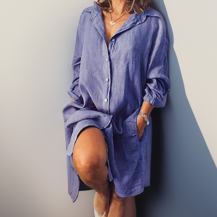 Ruby™ - Comfortable Linen Shirt Midi Dress