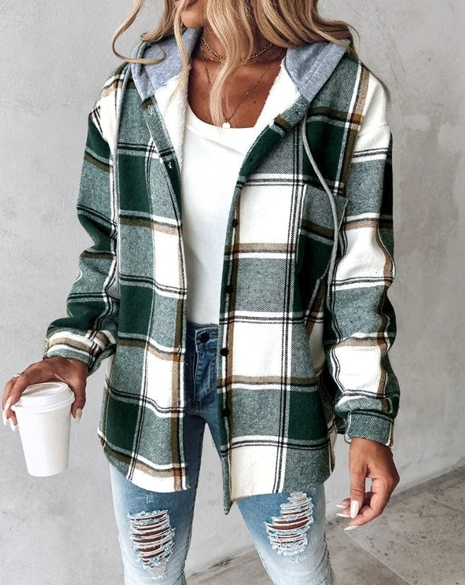 FARIE - CHECKERED LONG HOODED JACKET