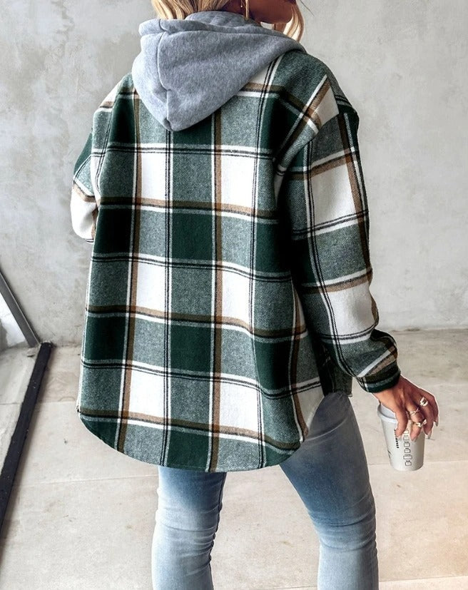 FARIE - CHECKERED LONG HOODED JACKET