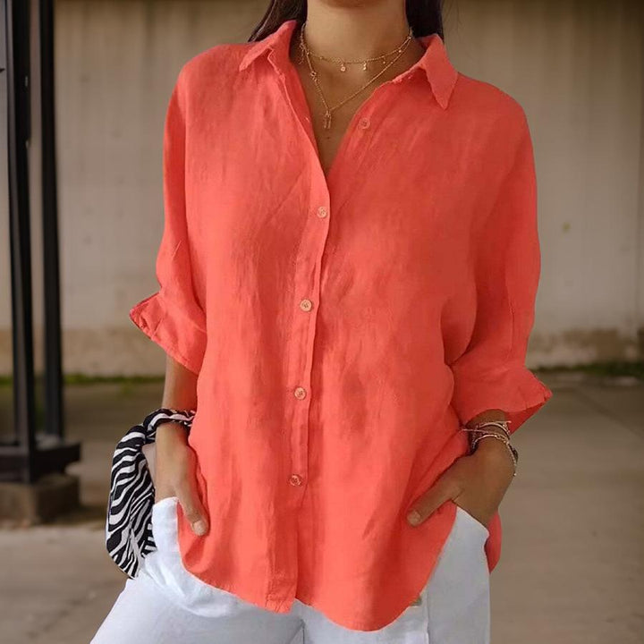 LINDA™ - ELEGANT LINEN POLO BLOUSE