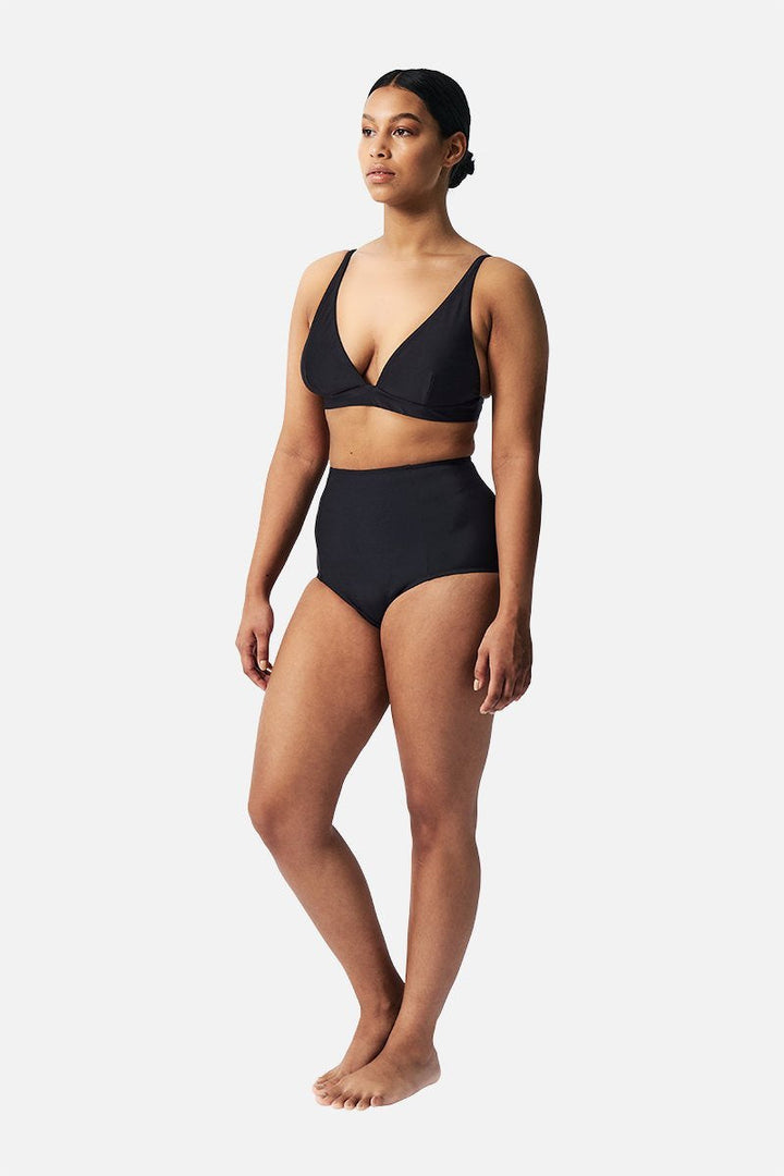 Never Say Never High-Waisted Bikini Bottom BLACK