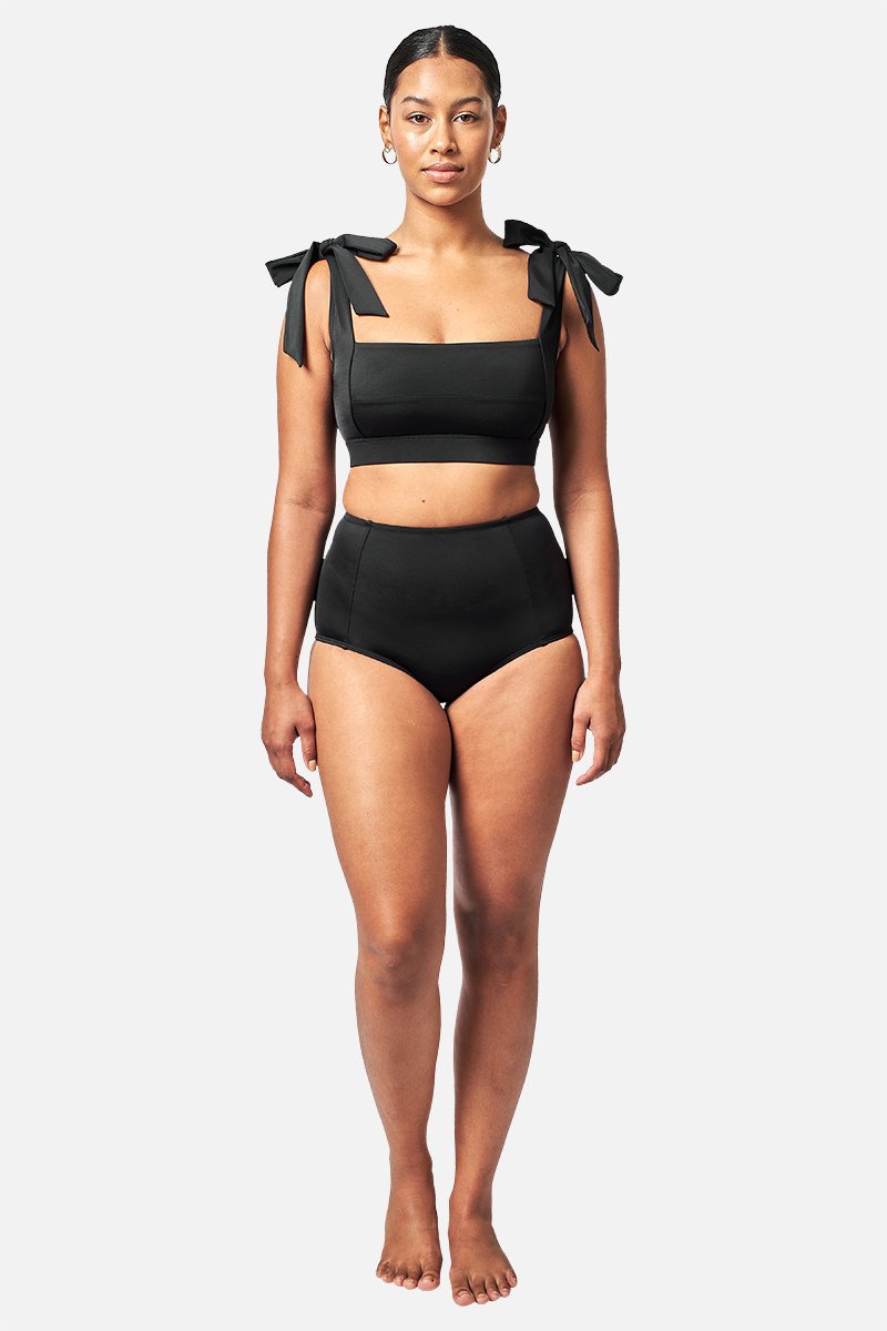 Never Say Never High-Waisted Bikini Bottom BLACK